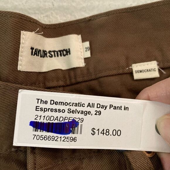 Taylor Stitch The Democratic All Day Pant Mens 29 In Espresso Brown Selvage NEW - Picture 9 of 11
